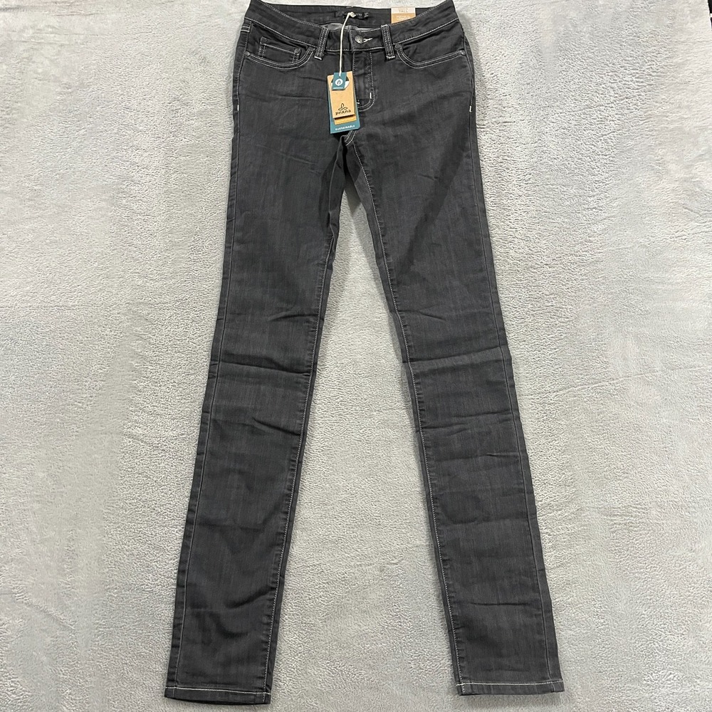 Prana Kayla Mid‎ Rise Skinny Leg Jeans Womens 4 Gray Organic Cotton Dark Wash